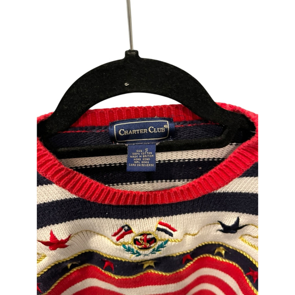Vintage Charter Club Nautical Sailor Crew Neck Sweater Size Small Boating Stripe - Picture 2 of 7